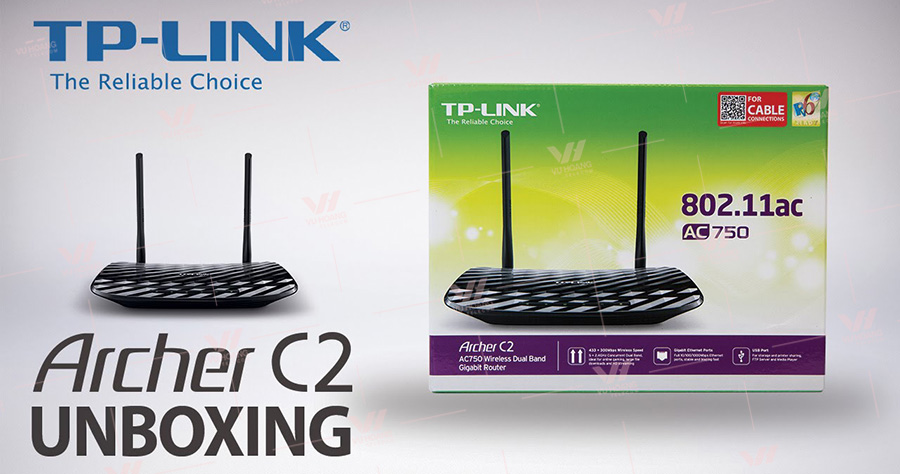 Router Gigabit băng tần kép không dây AC750 TP-LINK Archer C2