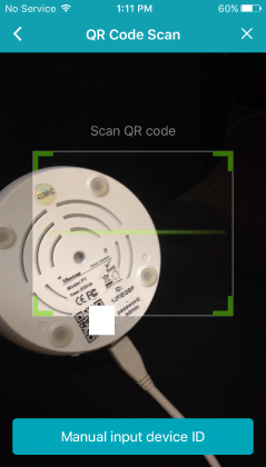 Soi camera vào Bar Code dưới đáy camera để lấy thông tin ID camera.