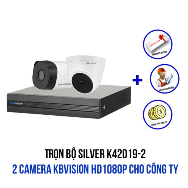 Lắp đặt bộ 2 camera KBVISION HD1080P cho công ty gói SILVER K42019-2