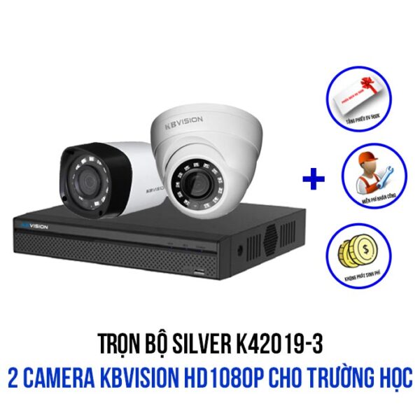 Lắp trọn bộ 2 camera KBVISION HD1080P gói SILVER K42019-3 giá rẻ