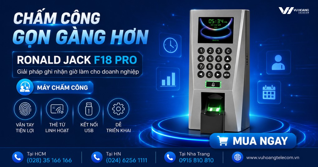 Máy chấm công Ronald Jack F18 vân tay kiểm soát cửa