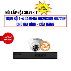 Trọn bộ 1-4 camera Hikvision HD720P cho Cửa Hàng - Gia Đình (Gói Silver 1)