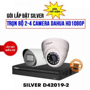 Trọn bộ 2 camera DAHUA HD1080P cho công ty (SILVER D42019-2)