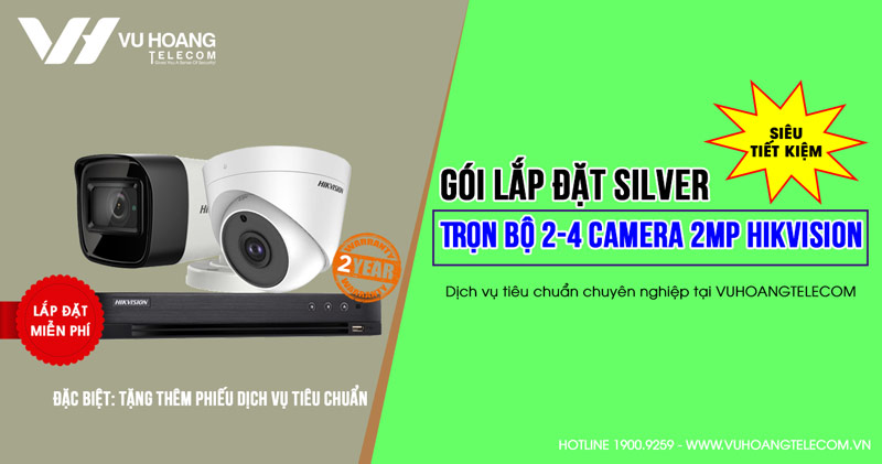 Trọn bộ 2 camera HIKVISION HD1080P gói SILVER H42019-3