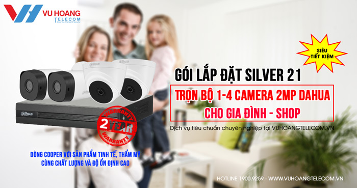 Trọn bộ camera 2MP Dahua cho Gia đình Gói Silver 21