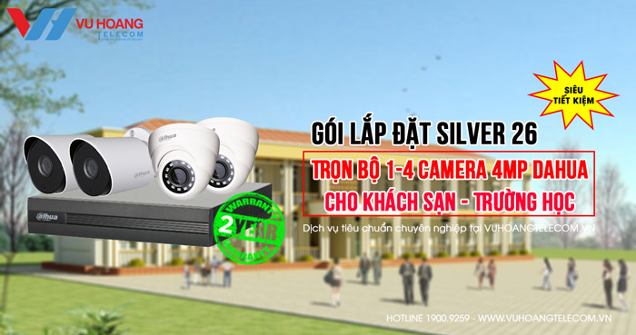 Trọn bộ camera 4MP DAHUA gói Silver 26 giá rẻ