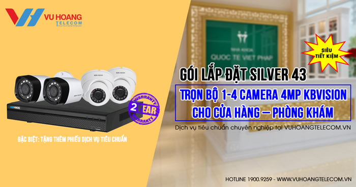 Trọn bộ camera 4MP KBVISION gói Silver 43 giá tốt