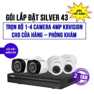 Trọn bộ 1-4 camera 4MP KBVISION cho Cửa hàng - Phòng Khám (Gói Silver 43)