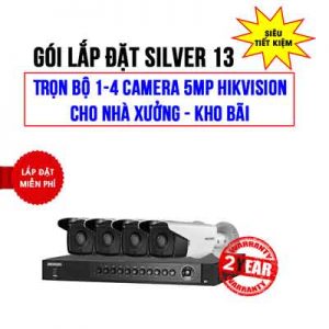 Trọn bộ 1-4 camera 5MP Hikvision cho Nhà xưởng - Kho bãi (Gói Silver 13)