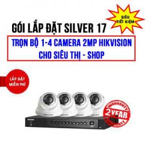 Trọn bộ 1-4 camera HIKVISION 2MP cho Siêu thị - Shop (Gói Silver 17)