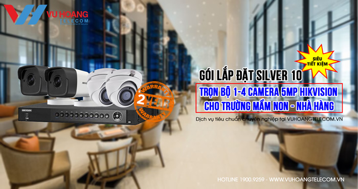 Trọn bộ camera 5MP Hikvision gói Silver 10