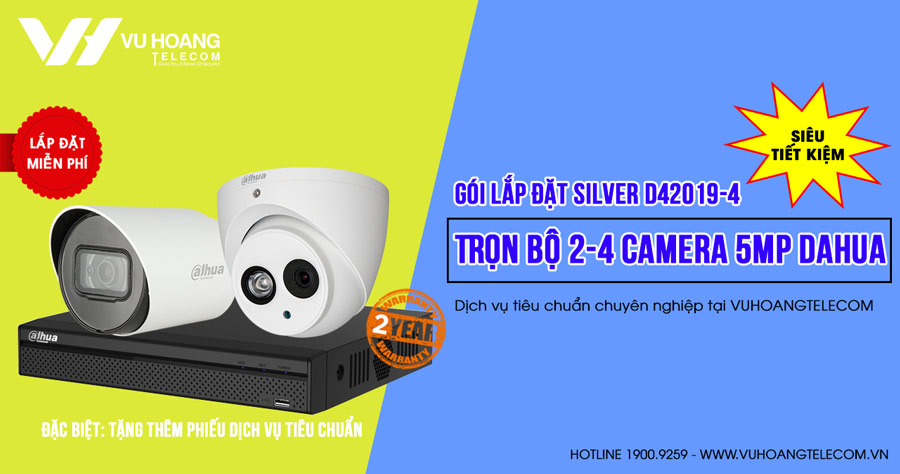 Lắp đặt trọn bộ camera DAHUA 5MP SILVER D42019-4 tích hợp mic