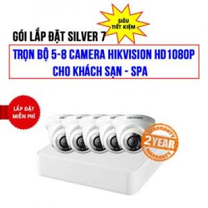Trọn bộ 5-8 camera Hikvision HD1080P cho Khách Sạn - Spa (Gói Silver 7)