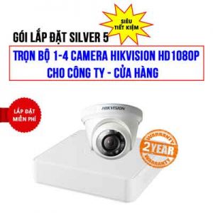 Trọn bộ 1-4 camera HIKVISION 2MP cho Shop - Nhà thuốc (Gói Silver 5)