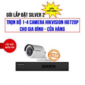 Trọn bộ 1-4 camera Hikvision HD720P cho Gia đình - Cửa Hàng (Gói Silver 2)