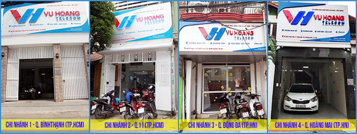 Hệ thống 4 chi nhánh VUHOANGTELECOM tại TpHCM và Hà Nội