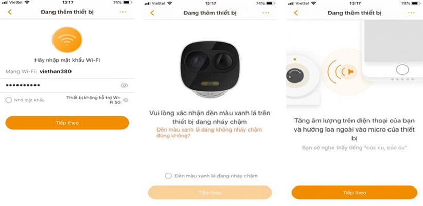 Nhập mật khẩu wifi để camera kết nối wifi