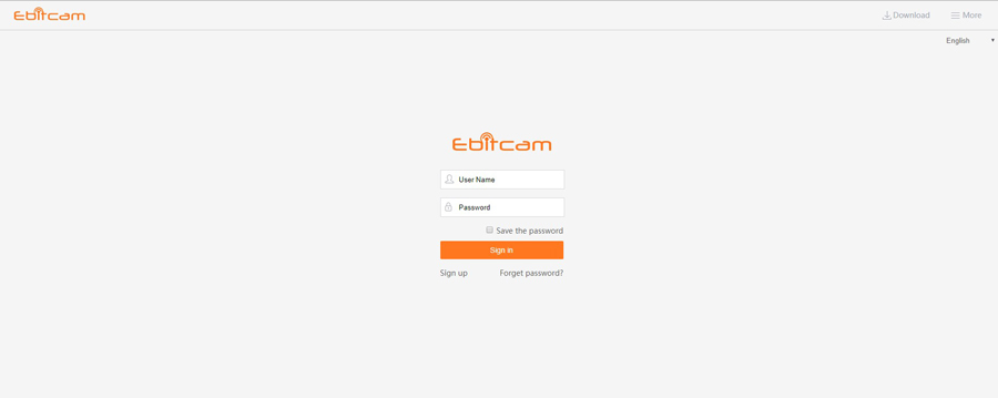 Chọn mục Device bên góc phải website Ebitcam