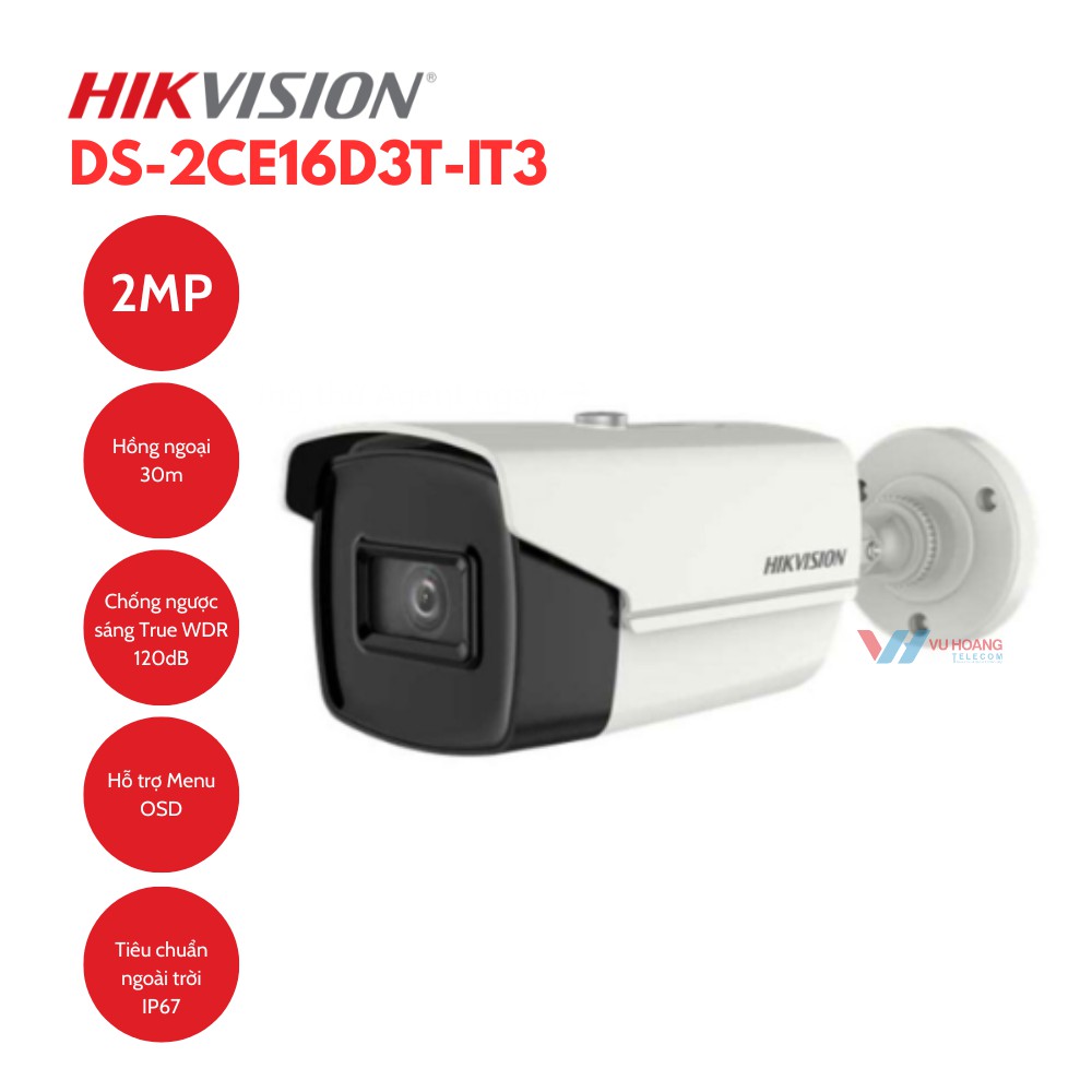 Bán Camera HDTVI 2MP HIKVISION DS-2CE16D3T-IT3 giá rẻ