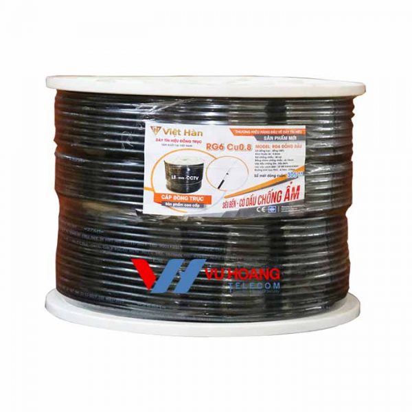 Cáp đồng trục Việt Hàn RG6 Cu 0.8