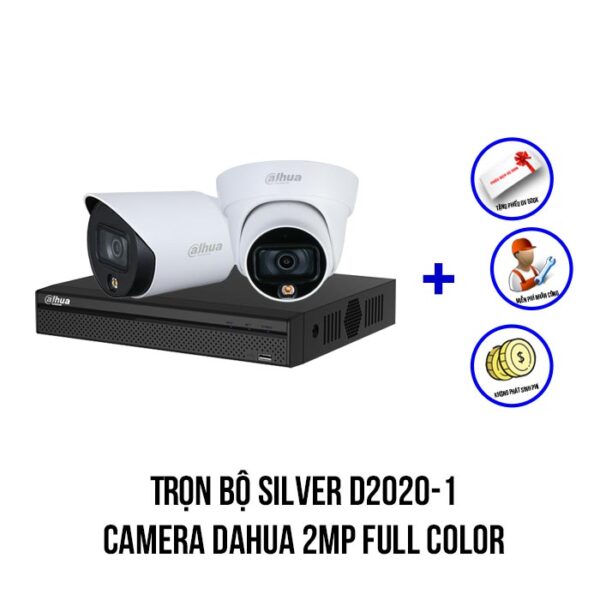 Lắp đặt trọn bộ camera Dahua Full Color gói SILVER D2020-1