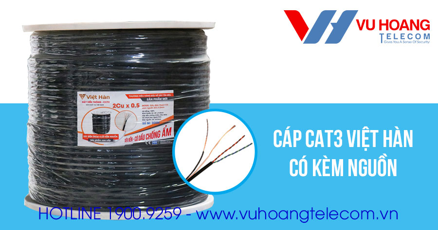 Cáp thoại CAT3 có kèm nguồn Việt Hàn