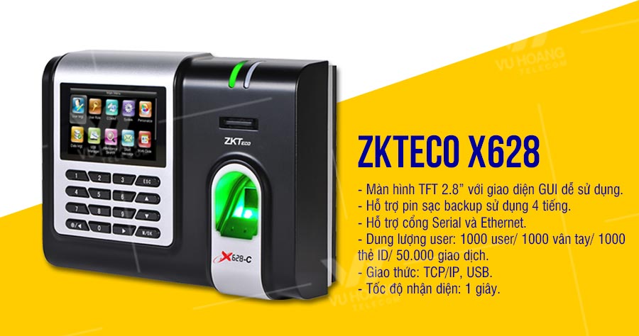 Máy chấm công vân tay ZKTECO X628