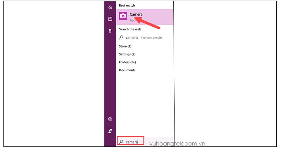 mo Start Menu va go tim camera