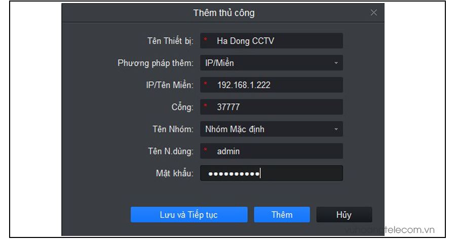 xem camera Dahua nhap IP ten mien