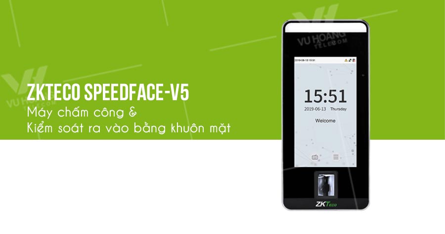 Máy chấm công và kiểm soát ra vào bằng khuôn mặt ZKTECO SpeedFace-V5