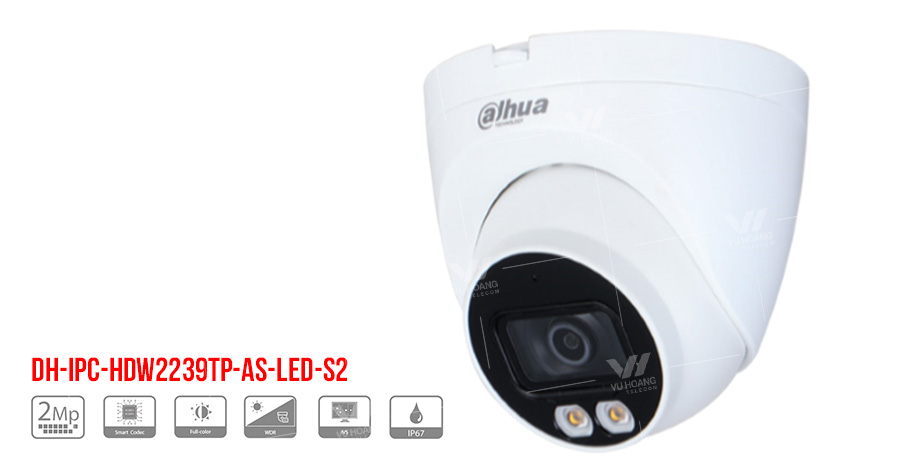 Camera IP Full-Color 2MP DAHUA DH-IPC-HDW2239TP-AS-LED-S2