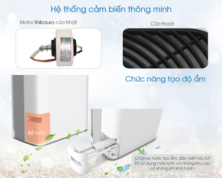 GM-WAP325W có thiết kế hộc khay nước tạo độ ẩm