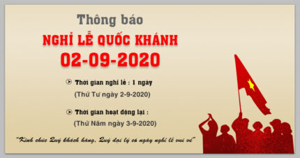 Thông báo nghỉ lễ Quốc Khánh 2/9/2020