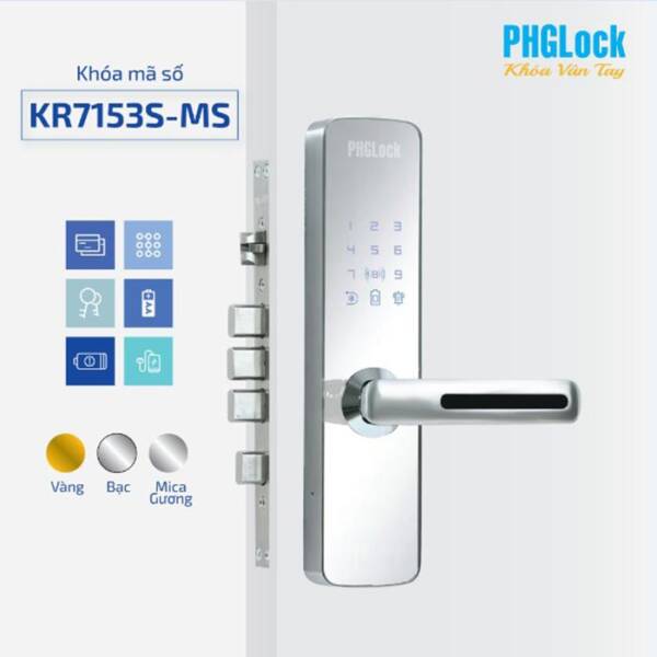 Khoá cửa PHGLOCK KR7153 Mica gương bạc - 1