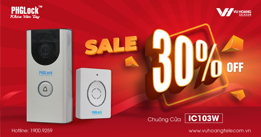 Sale Off 30% chuông cửa thông minh giám sát từ xa PHGLock IC103W