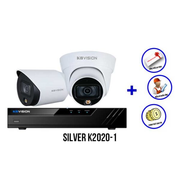 Trọn bộ 2 camera Full Color KBVISION SILVER K2020-1