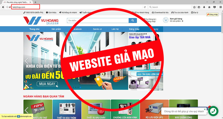 trang web bán hàng giả mạo