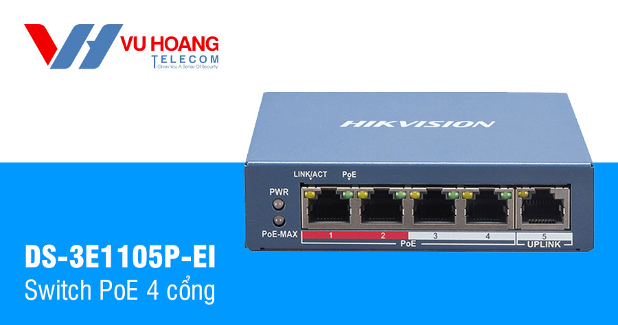 Bán Switch POE 4 cổng HIKVISION DS-3E1105P-EI giá rẻ