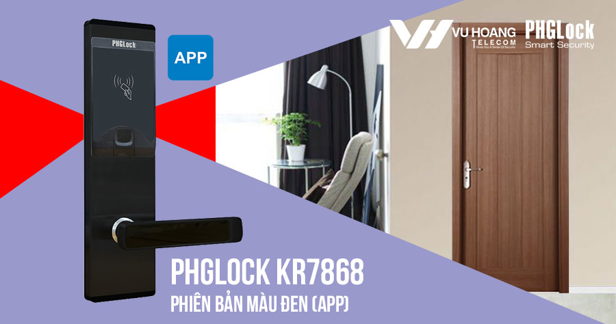 Bán khóa cửa vân tay cho căn hộ PHGLOCK KR7868 (Đen-App) giá rẻ