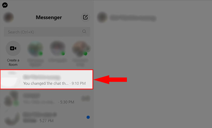 chọn vào cuộc trò chuyện bạn muốn đổi hình nền Messenger trên máy tính