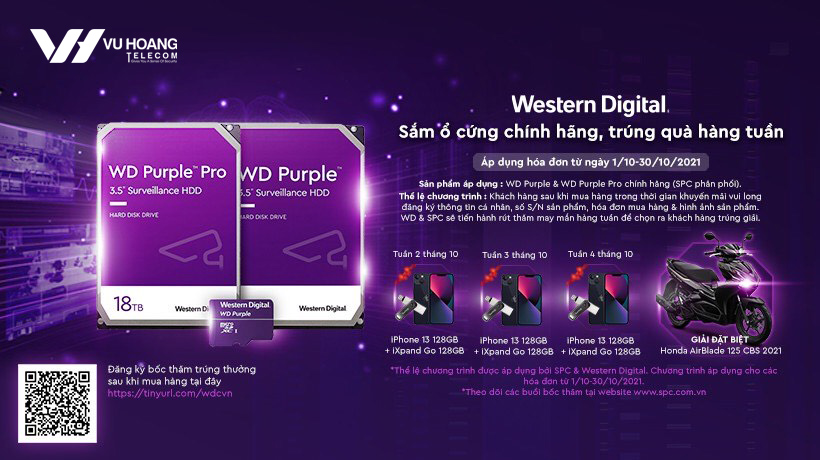 Mua ổ cứng WD chính hãng nhận quà giá trị tại Vuhoangtelecom