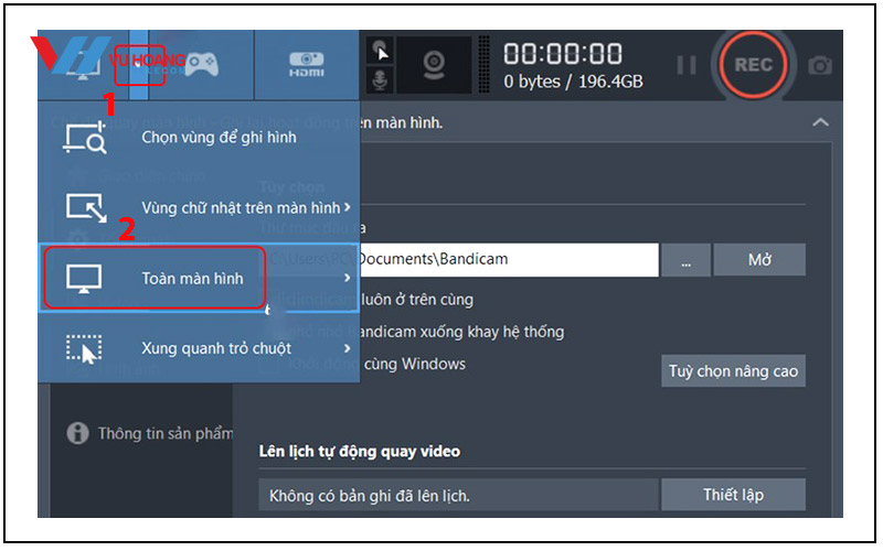 cach quay man hinh may tinh bang phan mem bandicam