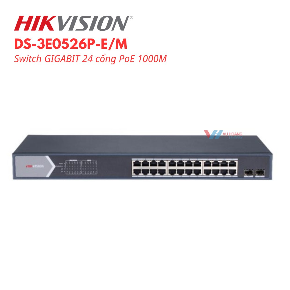 Switch PoE Hikvision DS-3E0526P-E/M 24 Cổng Gigabit 225W