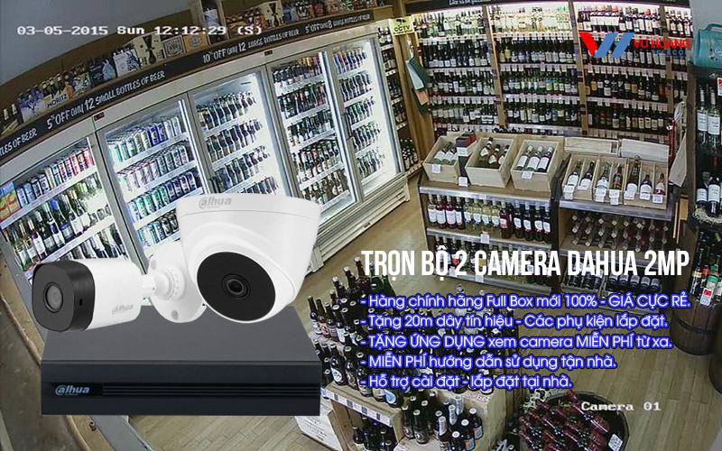 Lắp đặt trọn bộ 2 camera DAHUA 2MP giá rẻ, chuyên nghiệp