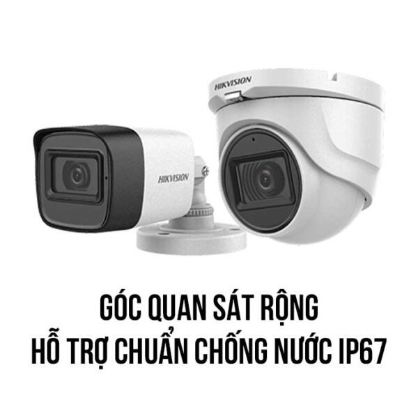 Trọn bộ 2 camera HIKVISION 2MP góc quan sát rộng