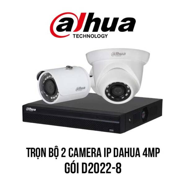 trọn bộ 2 camera IP DAHUA 4mp gói D2022-8