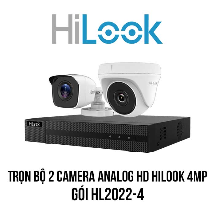 trọn bộ 2 camera Analog HD HILOOK 4MP