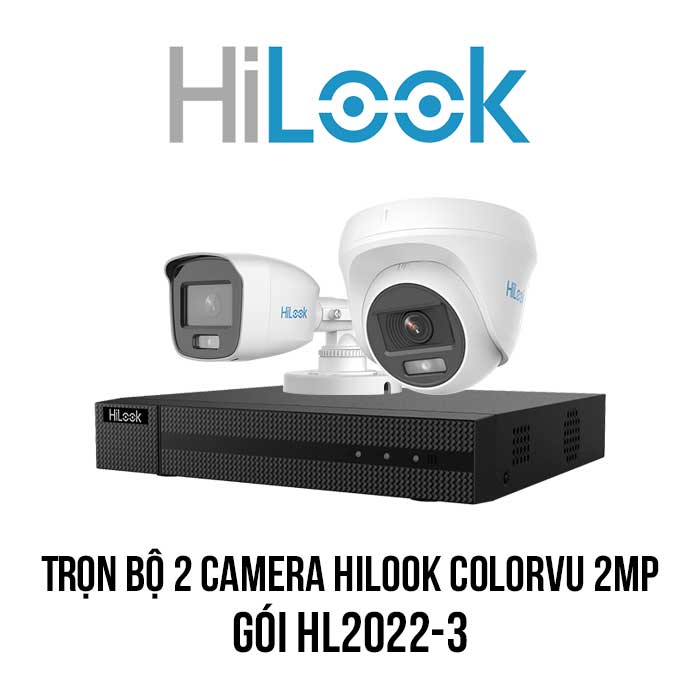 bộ 2 camera HILOOK ColorVu 2MP gói HL2022-3