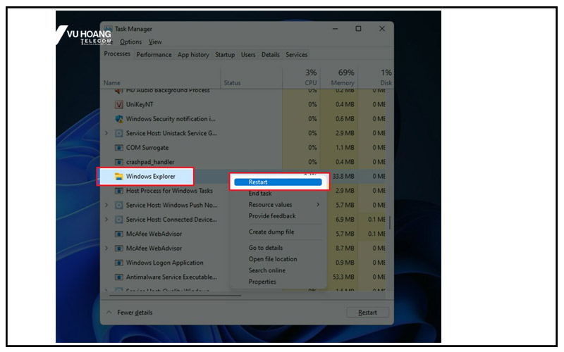 Windows Explorer tren taskbar win 11