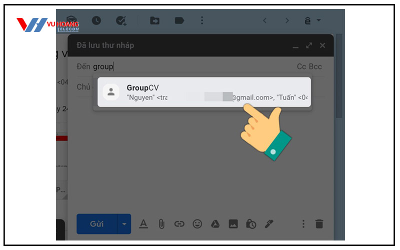 chon nhom de gui email